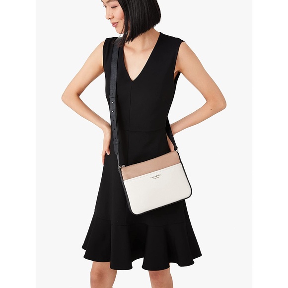 kate spade run around medium crossbody - black multi - Picture 5 of 7